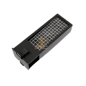 Black rectangular plastic mouse trap with a metal grid top.