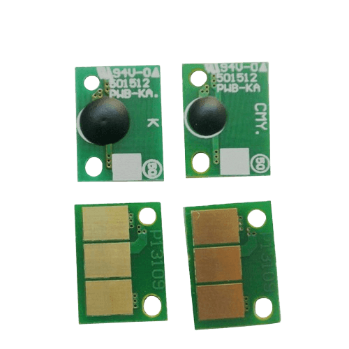 Four small green circuit boards with various gold and black components, arranged on a plain background.